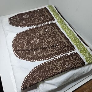 CB2 Duvet Cover Marimekko SATULA FULL / QUEEN Cotton Green Brown Graphic